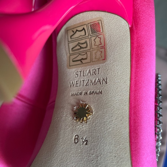 Stuart Weitzman XCRVE Satin Crystal 100 Mules - Picture 12 of 16